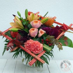 Bouquet carré de fleurs oranges - Ronde des fleurs