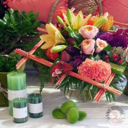 Bouquet carré de fleurs oranges - Ronde des fleurs