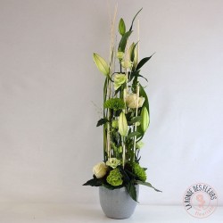 Composition hauteur blanche - Ronde des fleurs